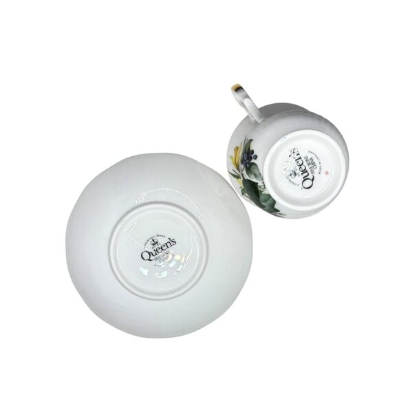 Queens Fine Bone China Floral Tea Cup & Saucer Set With Gold Trim - Picture 4 of 11